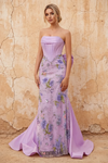 Lynn Purple Convertible Strapless Corset Maxi Dress With Bow