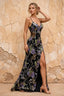 Maggie Glitter Black V-Neck Mermaid Maxi Dress