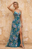 Maggie Glitter Peacock V-Neck Mermaid Maxi Dress
