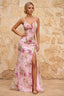 Maggie Glitter Pink V-Neck Mermaid Maxi Dress