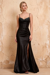 Margaret Black Satin Sheath Corset Maxi Dress