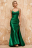 Margaret Dark Green Satin Sheath Corset Maxi Dress