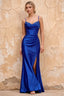 Margaret Royal Blue Satin Sheath Corset Maxi Dress