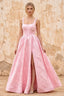 Marian Pink Jacquard A-Line 3D Flowers Maxi Dress