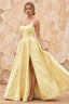 Marian Yellow Jacquard A-Line 3D Flowers Maxi Dress