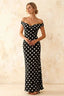 Marina Black Polka Dot Off The Shoulder Maxi Dress