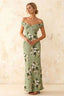 Marina Green Floral Off The Shoulder Maxi Dress