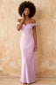 Marina Lilac Satin Off the Shoulder Maxi Dress