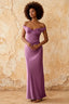 Marina Wisteria Satin Off the Shoulder Maxi Dress