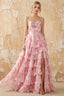 Martha Pink Floral Corset Ruffle A-Line Maxi Dress