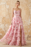 Martha Pink Floral Corset Ruffle A-line Maxi Dress