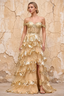 Maud Gold Sequin A Line Corset Ruffle Dress