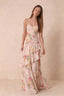Rosalie Abstract Bouquet Floral Chiffon Tiered Ruffle Sweetheart Maxi Dress