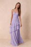 Rosalie Lilac Chiffon Tiered Ruffle Sweetheart Maxi Dress