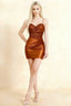 Abigail Bronze Corset Ruched Mini Dress with Strap