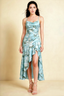 Ada Blue Floral High-Low Ruffled Midi Dress