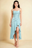 Ada Mist Satin High-Low Ruffled Midi Dress