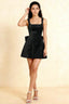 Adelaide Black Floral Jacquard Mini Dress with Bow Detail