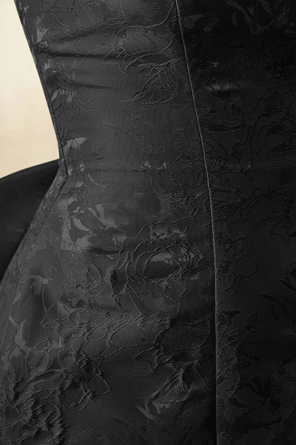 Adelaide Black Floral Jacquard Mini Dress with Bow Detail