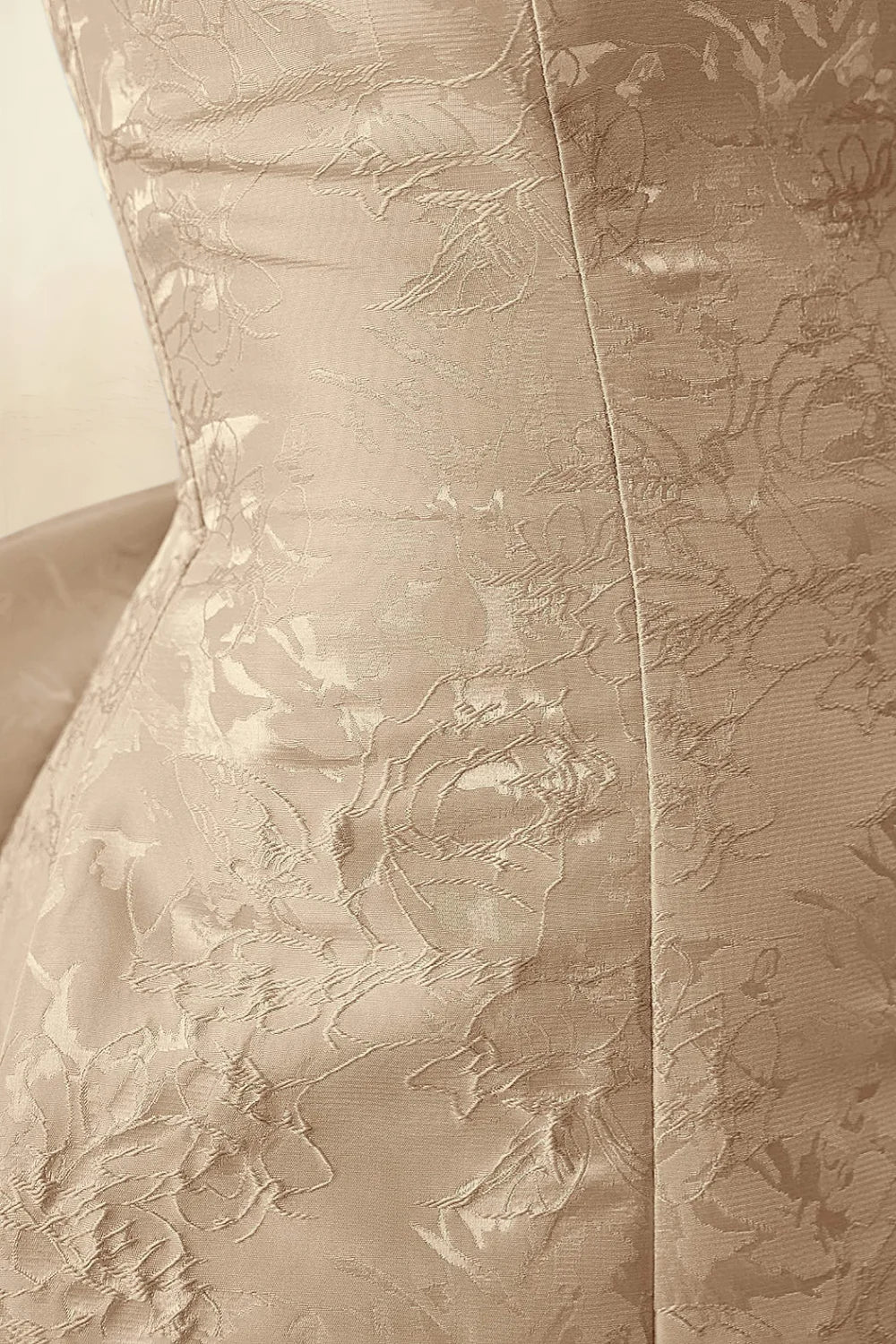 Adelaide Champagne Floral Jacquard Mini Dress with Bow Detail