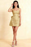 Adelaide Gold Floral Jacquard Mini Dress with Bow Detail