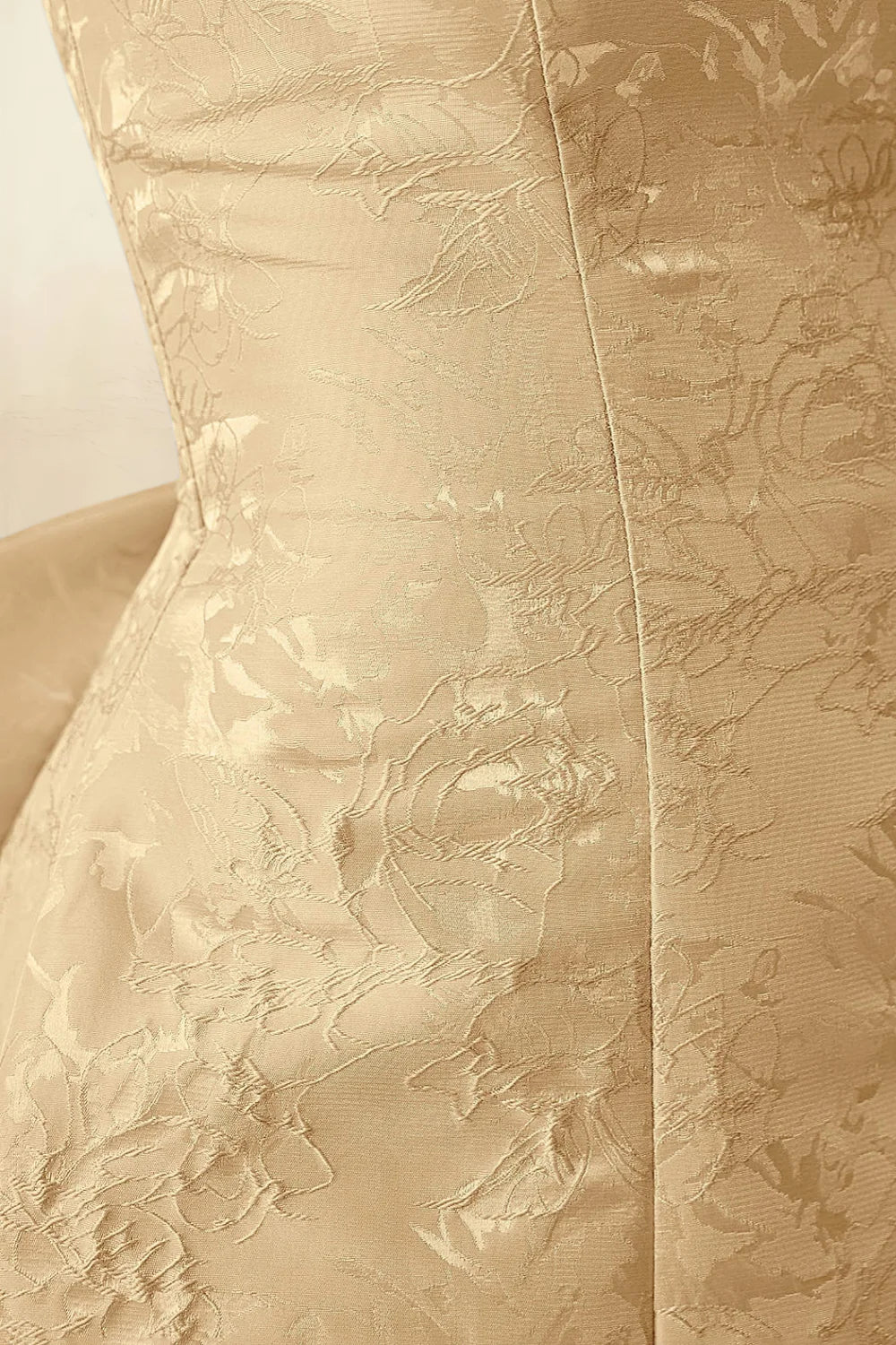 Adelaide Gold Floral Jacquard Mini Dress with Bow Detail