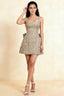 Adelaide Light Apricot Floral Jacquard Mini Dress with Bow Detail