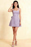 Adelaide Light Purple Floral Jacquard Mini Dress with Bow Detail
