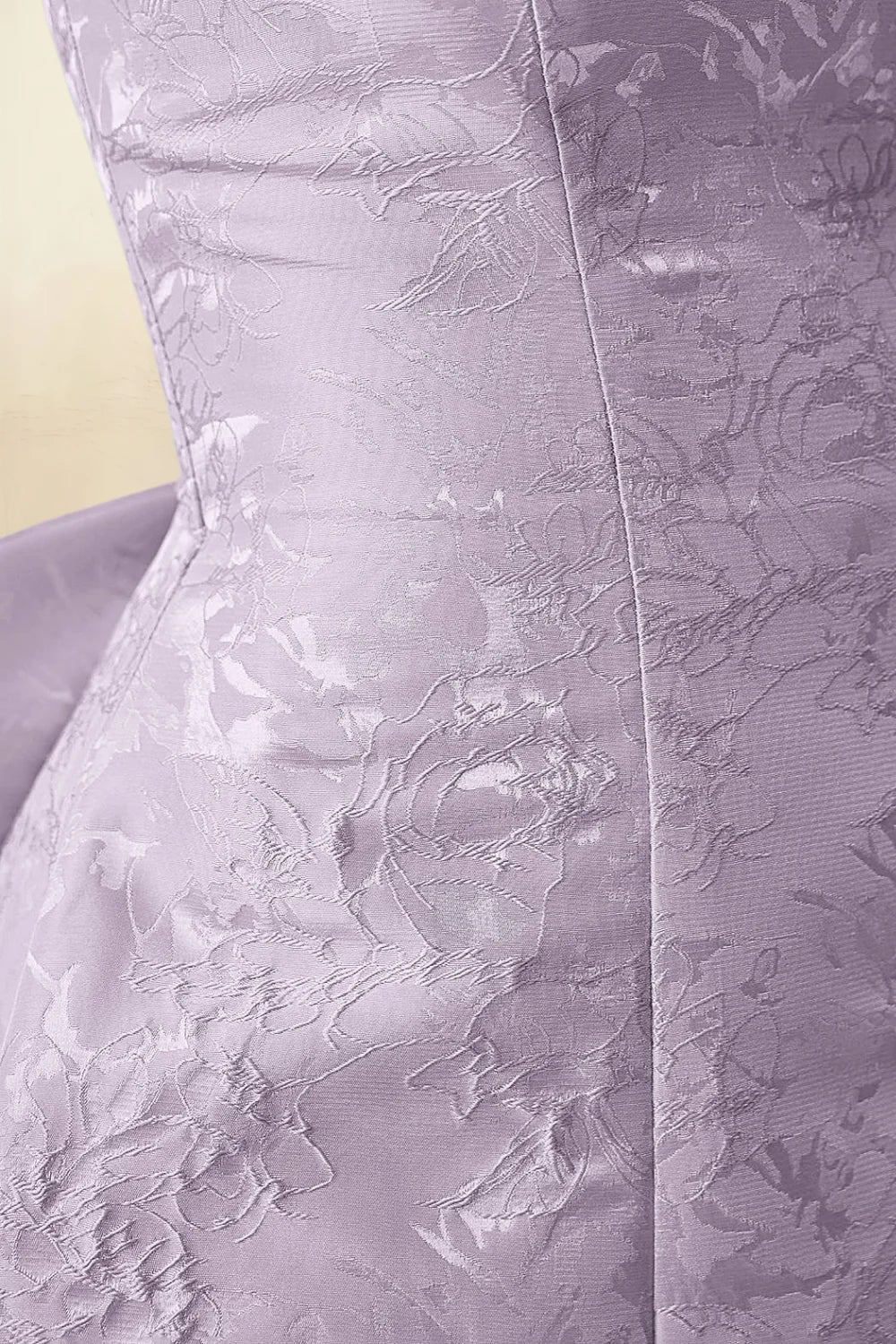 Adelaide Light Purple Floral Jacquard Mini Dress with Bow Detail
