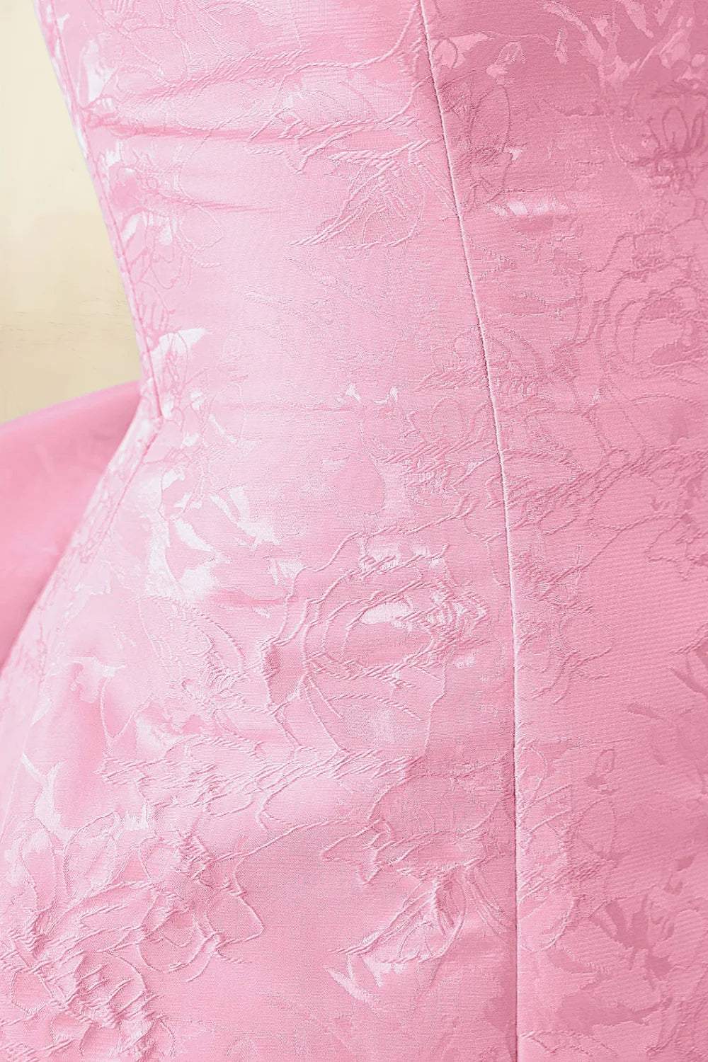 Adelaide Pink Floral Jacquard Mini Dress with Bow Detail