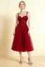 Adeline Red Lace Corset Fit and Flare Midi Dress