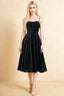 Aileen Black Jacquard Pleated Lace-up Midi Dress
