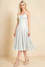 Aileen White Jacquard Pleated Lace-up Midi Dress