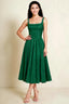 Alana Emerald Green Jacquard Pearl Midi Dress with Pockets