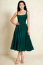 Alana Forest Green Jacquard Pearl Midi Dress with Pockets