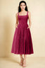 Alana Merlot Jacquard Pearl Midi Dress with Pockets