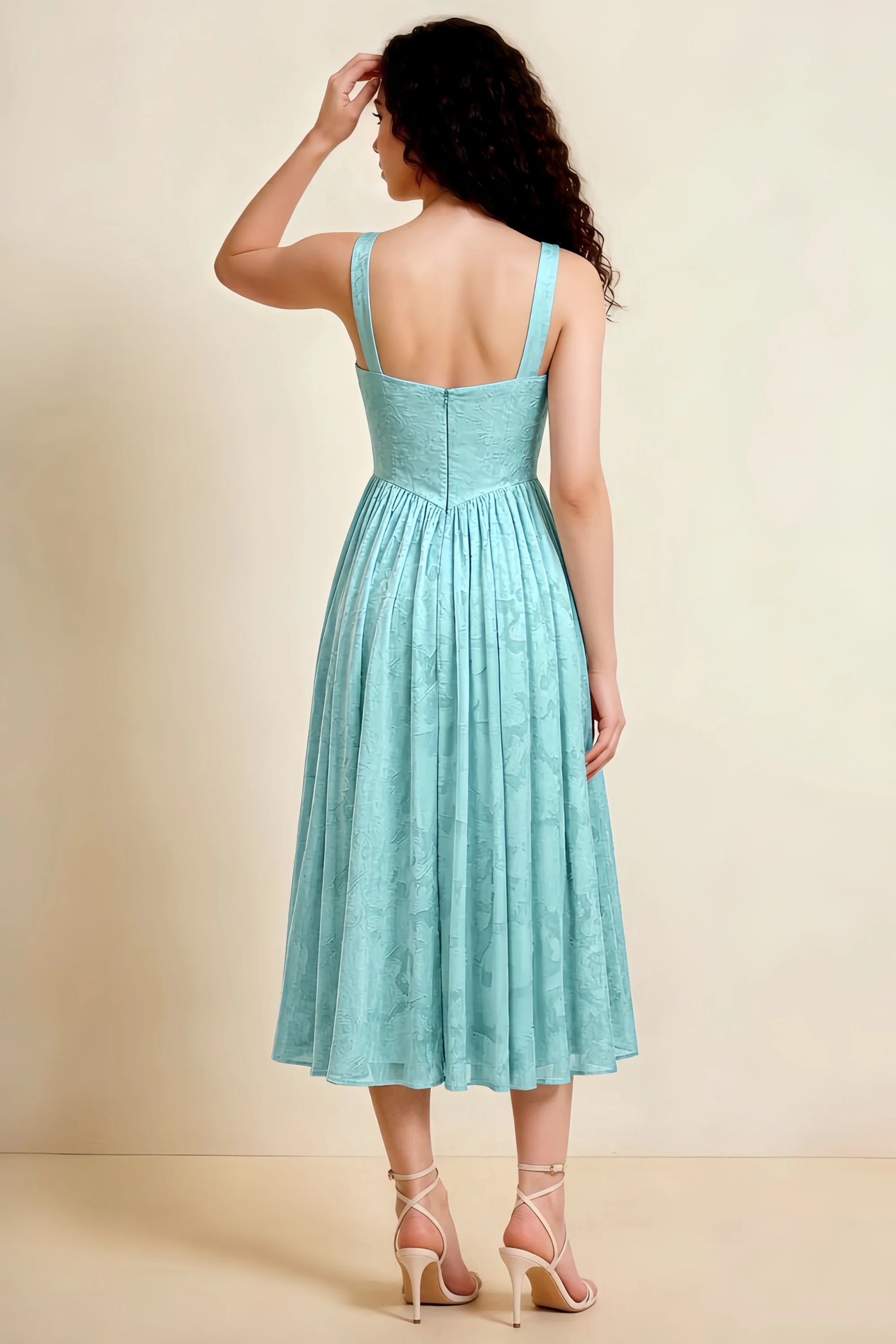 Alana Mist Jacquard Pearl Midi Dress with Pockets Secondary image