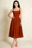 Alana Paprika Jacquard Pearl Midi Dress with Pockets