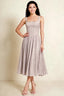 Alana Powder Pink Jacquard Pearl Midi Dress with Pockets