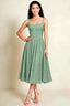 Alana Sage Green Jacquard Pearl Midi Dress with Pockets