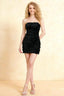 Alexandria Black Bodycon Strapless Mini Dress with 3D Flower