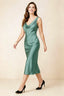 Alexis Eucalyptus Satin Cowl Neck Tie-back Midi Dress