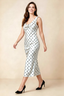 Alexis White Polka Dot Cowl Neck Tie-back Midi Dress