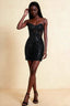 Alice Black Bodycon Beaded Mini Dress with Lace-up