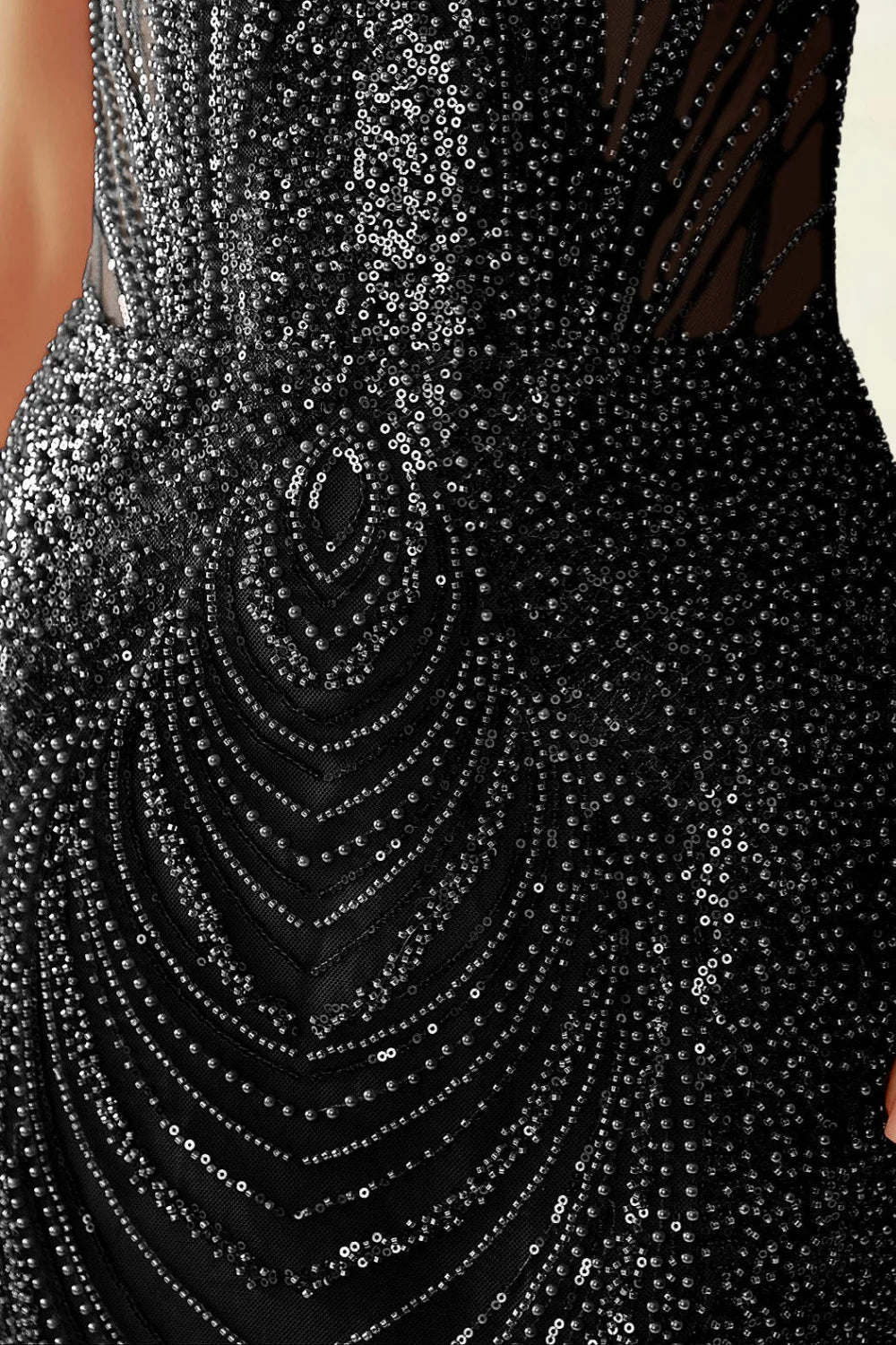 Alice Black Bodycon Beaded Mini Dress with Lace-up