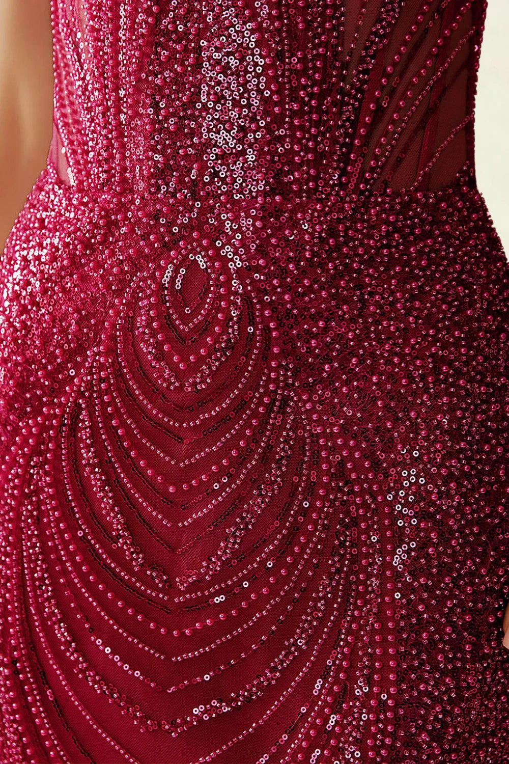 Alice Burgundy Bodycon Beaded Mini Dress with Lace-up