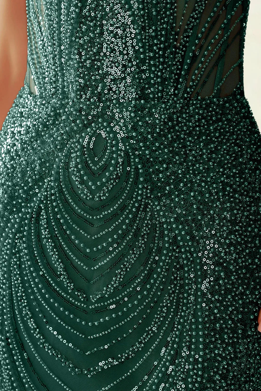 Alice Emerald Green Bodycon Beaded Mini Dress with Lace-up