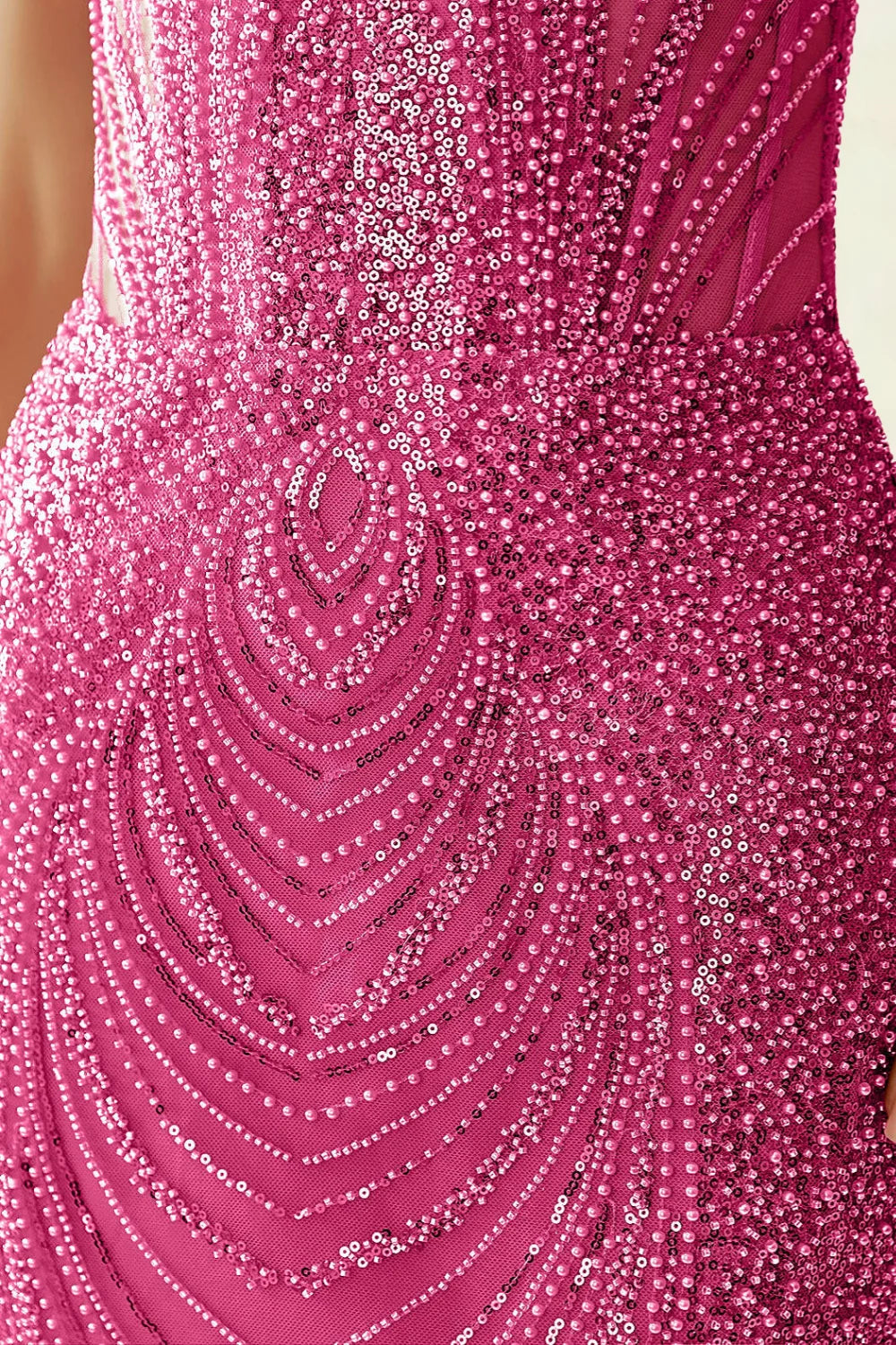 Alice Fuchsia Bodycon Beaded Mini Dress with Lace-up
