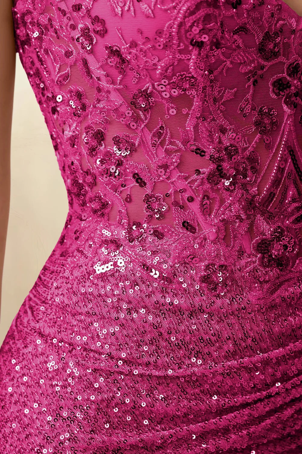 Alicia Rose Sparkly Plunge-Neck Mini Dress with Applique Lace