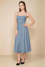 Alina Dusty Blue Satin Crisscross Lace-Up Back Midi Dress